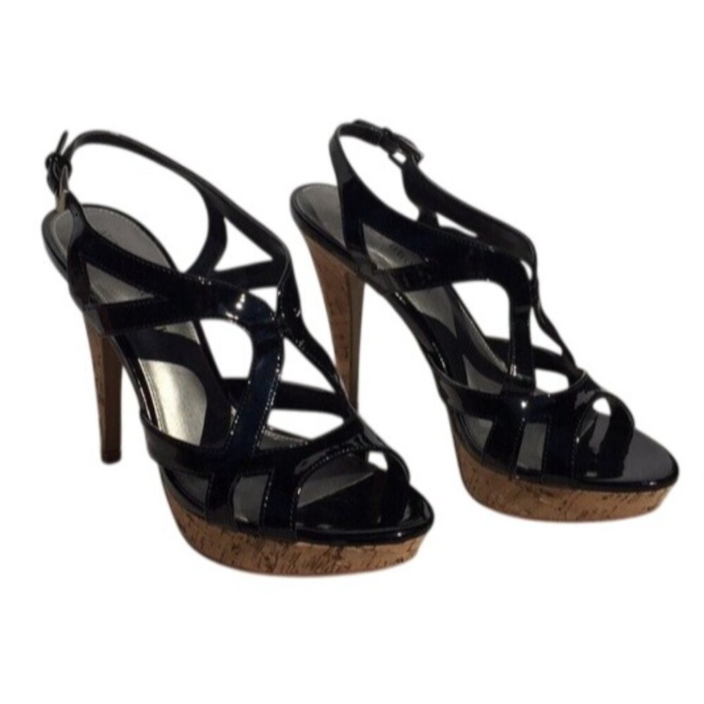 Audrey Brooke Womens Patent Leather Cork Platform Heels Size 8